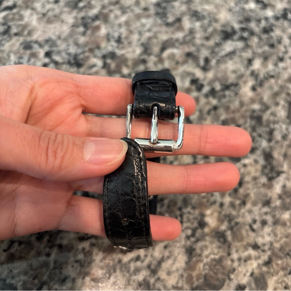 Bottega Veneta Silver Tone Bracelet With Black Leather - Picture 6 of 9